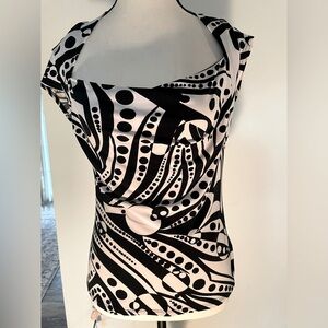 Cache Black & White Pullover Top Size M
